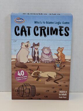 ThinkFun Cat Crimes Who's to Blame Logic Game Single Player Brainteaser Complete